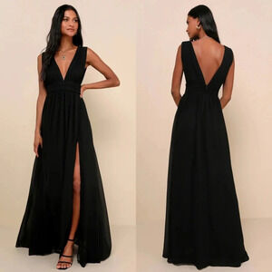 Lulus Heavenly Hues Black Maxi Dress S Wedding Party Guest Formal Prom Party